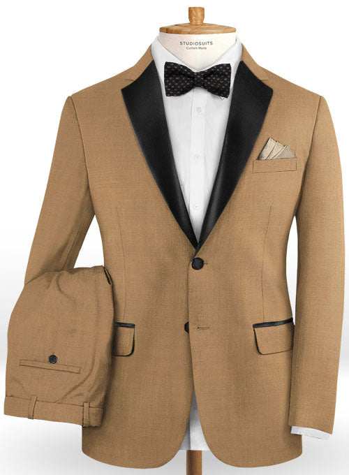 Napolean Tan Wool Tuxedo Suit - StudioSuits