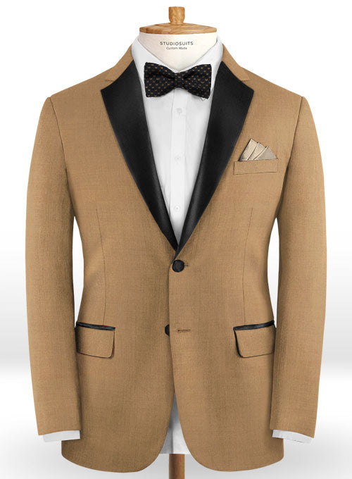 Napolean Tan Wool Tuxedo Suit - StudioSuits
