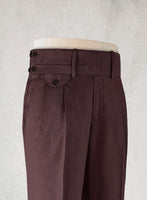 Napolean Wine Double Gurkha Wool Trousers - StudioSuits