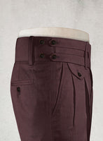 Napolean Wine Double Gurkha Wool Trousers - StudioSuits