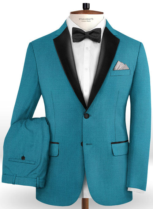 Napolean Yale Blue Wool Tuxedo Suit - StudioSuits
