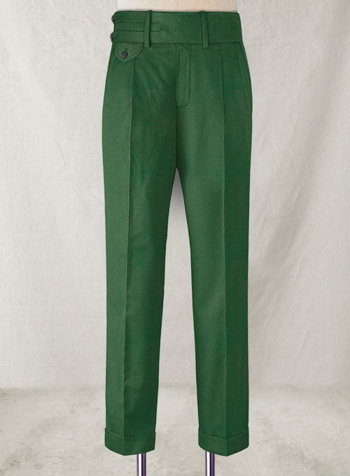 Napolean Yale Green Double Gurkha Wool Trousers - StudioSuits