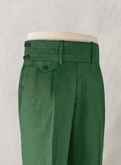 Napolean Yale Green Double Gurkha Wool Trousers - StudioSuits