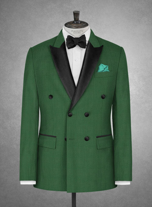 Napolean Yale Green Wool Tuxedo Jacket Double Breasted - StudioSuits