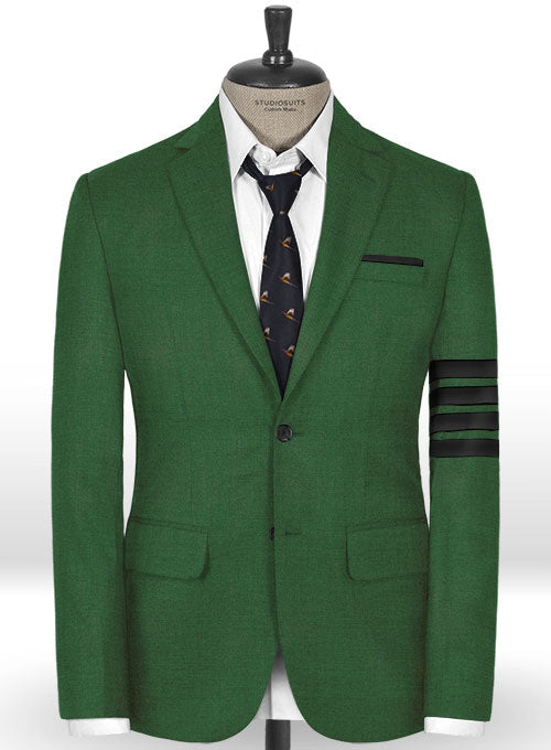Napolean Yale Green Wool Black Bar Jacket - StudioSuits