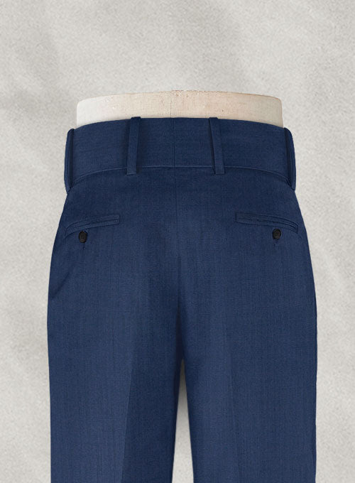 Napolean Persian Blue Double Gurkha Wool Trousers - StudioSuits