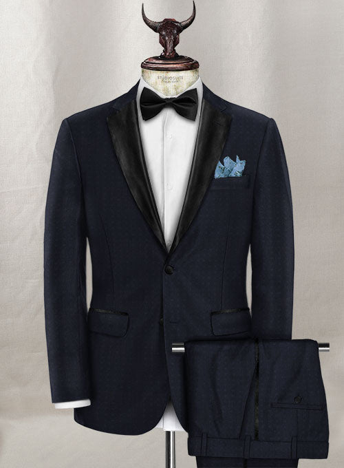 Napolean Polka Blue Wool Tuxedo Suit - StudioSuits