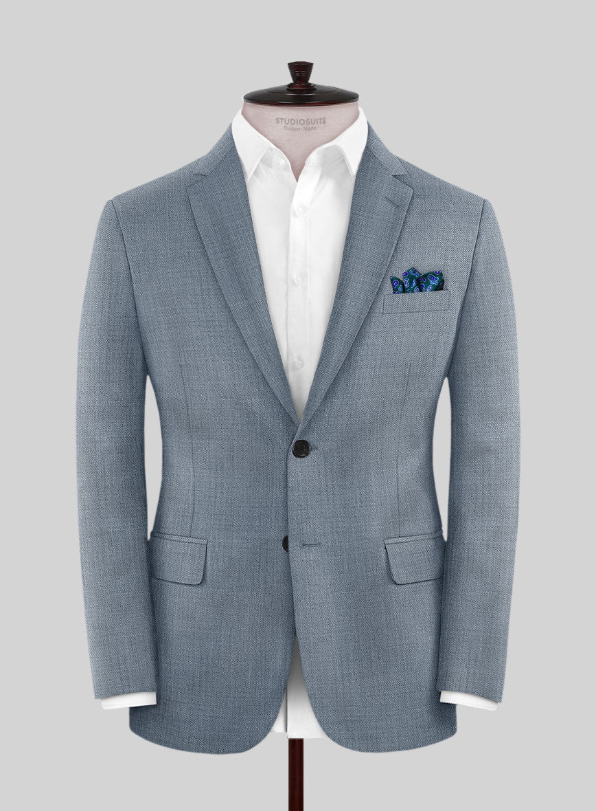 Napolean Powder Blue Sharkskin Wool Jacket - StudioSuits