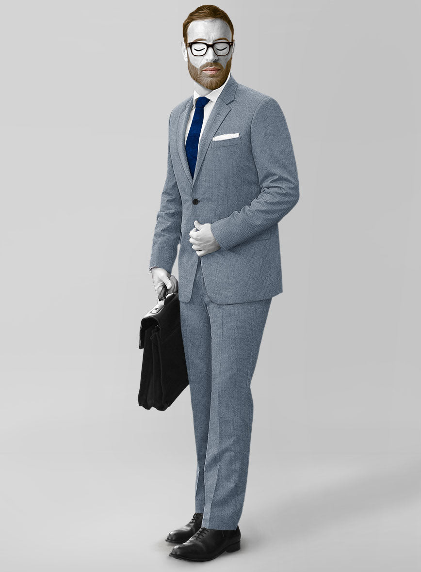 Napolean Powder Blue Sharkskin Wool Suit - StudioSuits