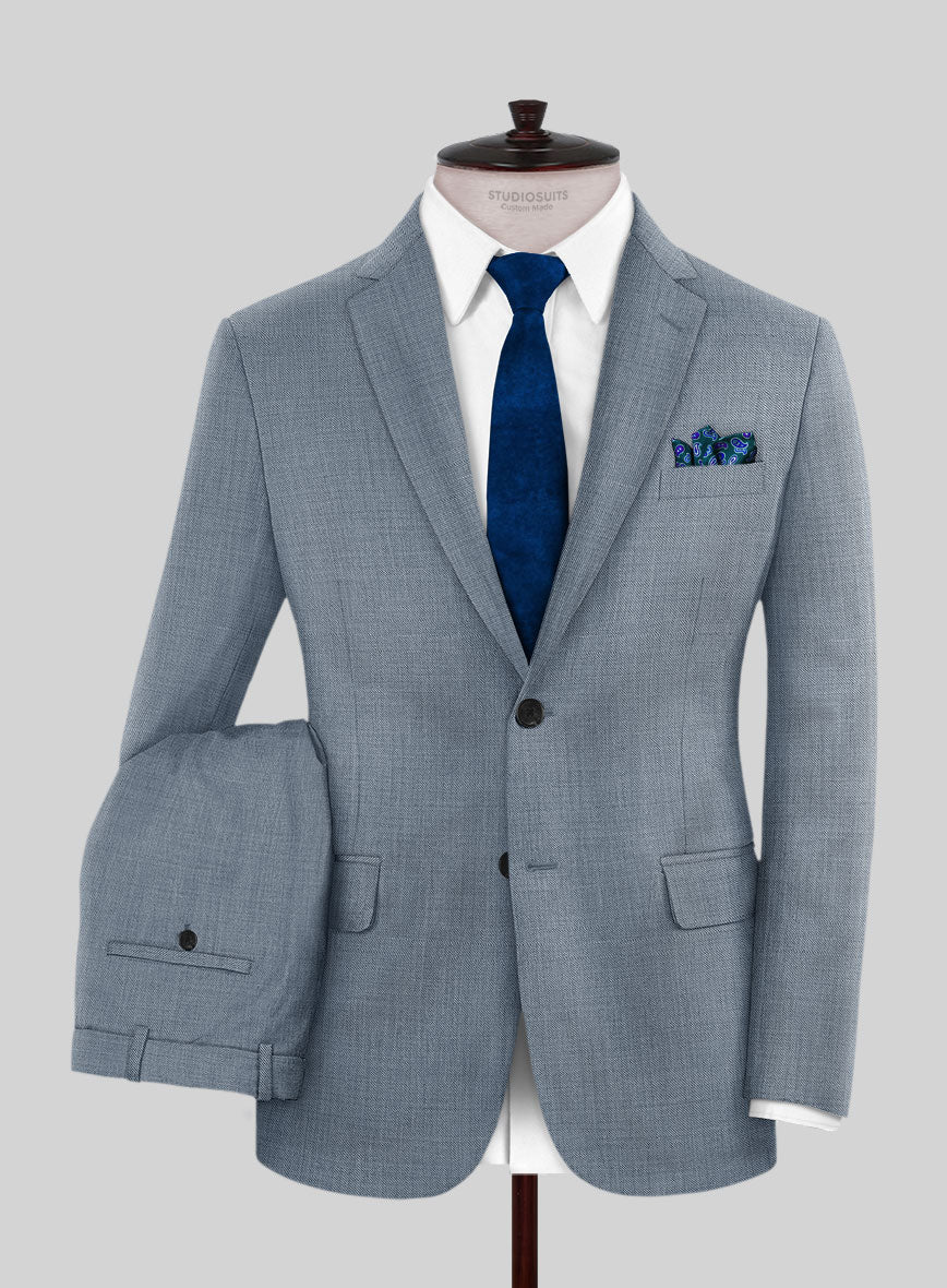 Napolean Powder Blue Sharkskin Wool Suit - StudioSuits