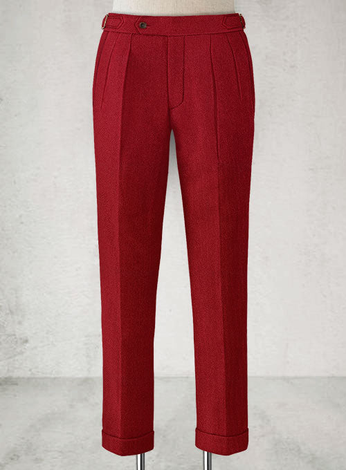 Naples Red Highland Tweed Trousers - StudioSuits