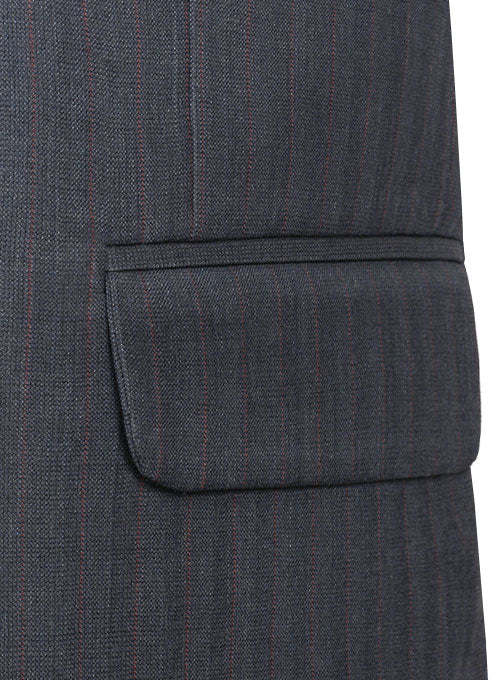 Napolean Roman Blue Stripes Wool Jacket - StudioSuits