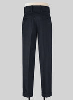 Napolean Self Satin Blue Double Gurkha Wool Trousers - StudioSuits