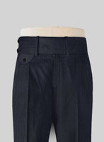 Napolean Self Satin Blue Double Gurkha Wool Trousers - StudioSuits