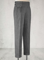 Napolean Sharkskin Gray Double Gurkha Wool Trousers - StudioSuits