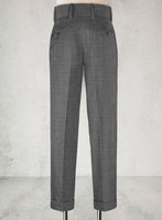 Napolean Sharkskin Gray Double Gurkha Wool Trousers - StudioSuits