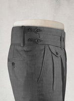 Napolean Sharkskin Gray Double Gurkha Wool Trousers - StudioSuits