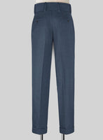 Napolean Slate Blue Double Gurkha Wool Trousers - StudioSuits