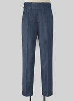 Napolean Slate Blue Double Gurkha Wool Trousers - StudioSuits