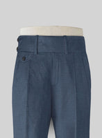 Napolean Slate Blue Double Gurkha Wool Trousers - StudioSuits