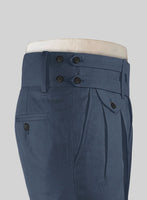 Napolean Slate Blue Double Gurkha Wool Trousers - StudioSuits