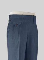 Napolean Slate Blue Double Gurkha Wool Trousers - StudioSuits