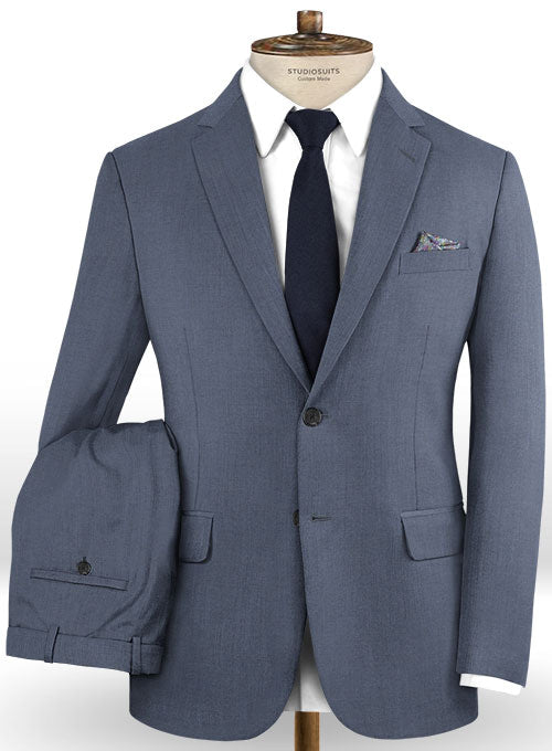 Napolean Slate Blue Wool Suit- Ready Size - StudioSuits