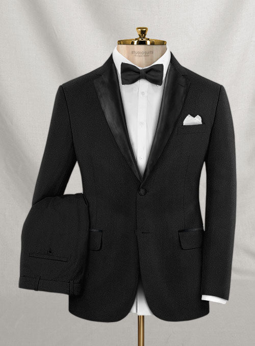 Napolean York Black Wool Tuxedo Suit - StudioSuits