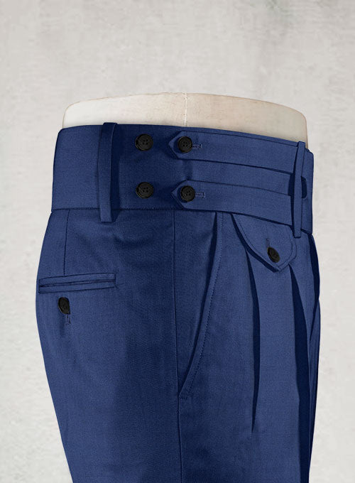 Napolean York Blue Double Gurkha Wool Trousers - StudioSuits
