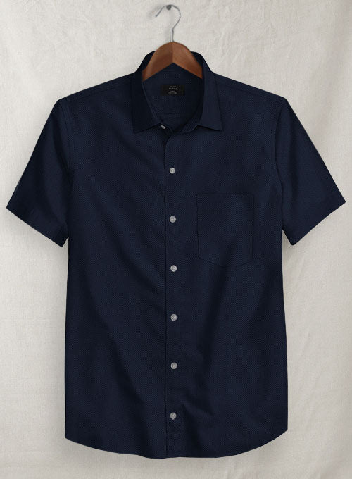 Navy Herringbone Cotton Shirt