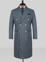 Musto Vintage Herringbone Blue Tweed Overcoat - StudioSuits