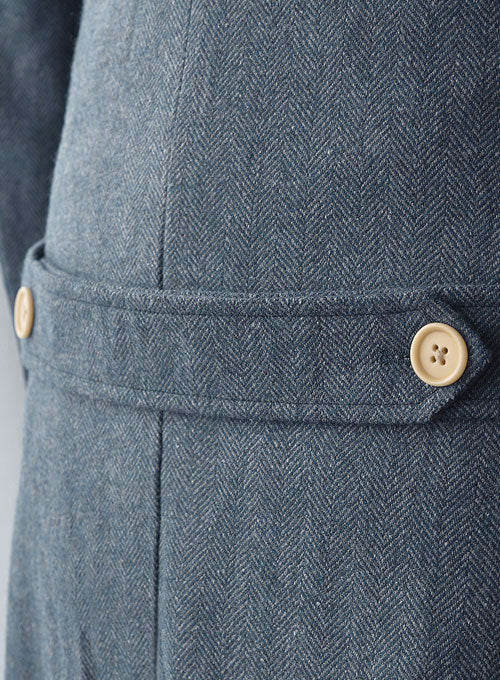 Musto Vintage Herringbone Blue Tweed Overcoat - StudioSuits