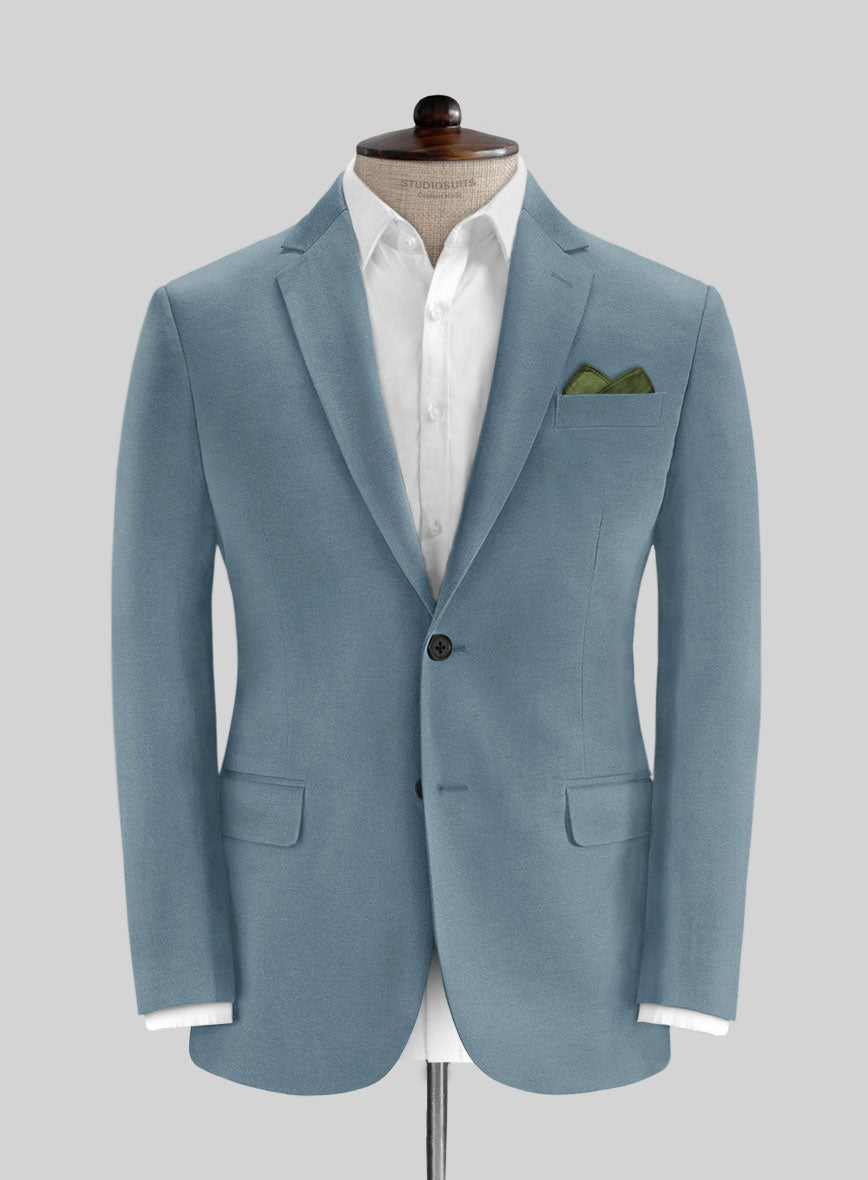 Nord Blue Feather Cotton Canvas Stretch Jacket - StudioSuits