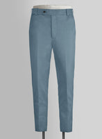 Nord Blue Feather Cotton Canvas Stretch Pants - StudioSuits