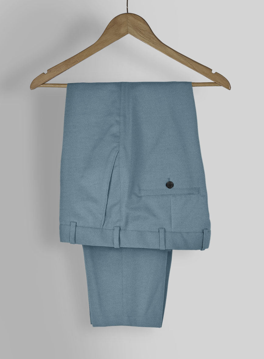 Nord Blue Feather Cotton Canvas Stretch Pants - StudioSuits