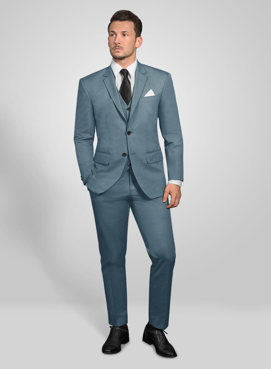 Nord Blue Feather Cotton Canvas Stretch Suit - StudioSuits