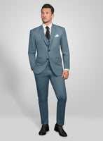 Nord Blue Feather Cotton Canvas Stretch Suit - StudioSuits