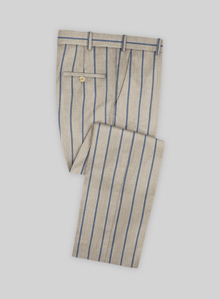 Napolean Etziar Stripe Beige Wool Pants - StudioSuits