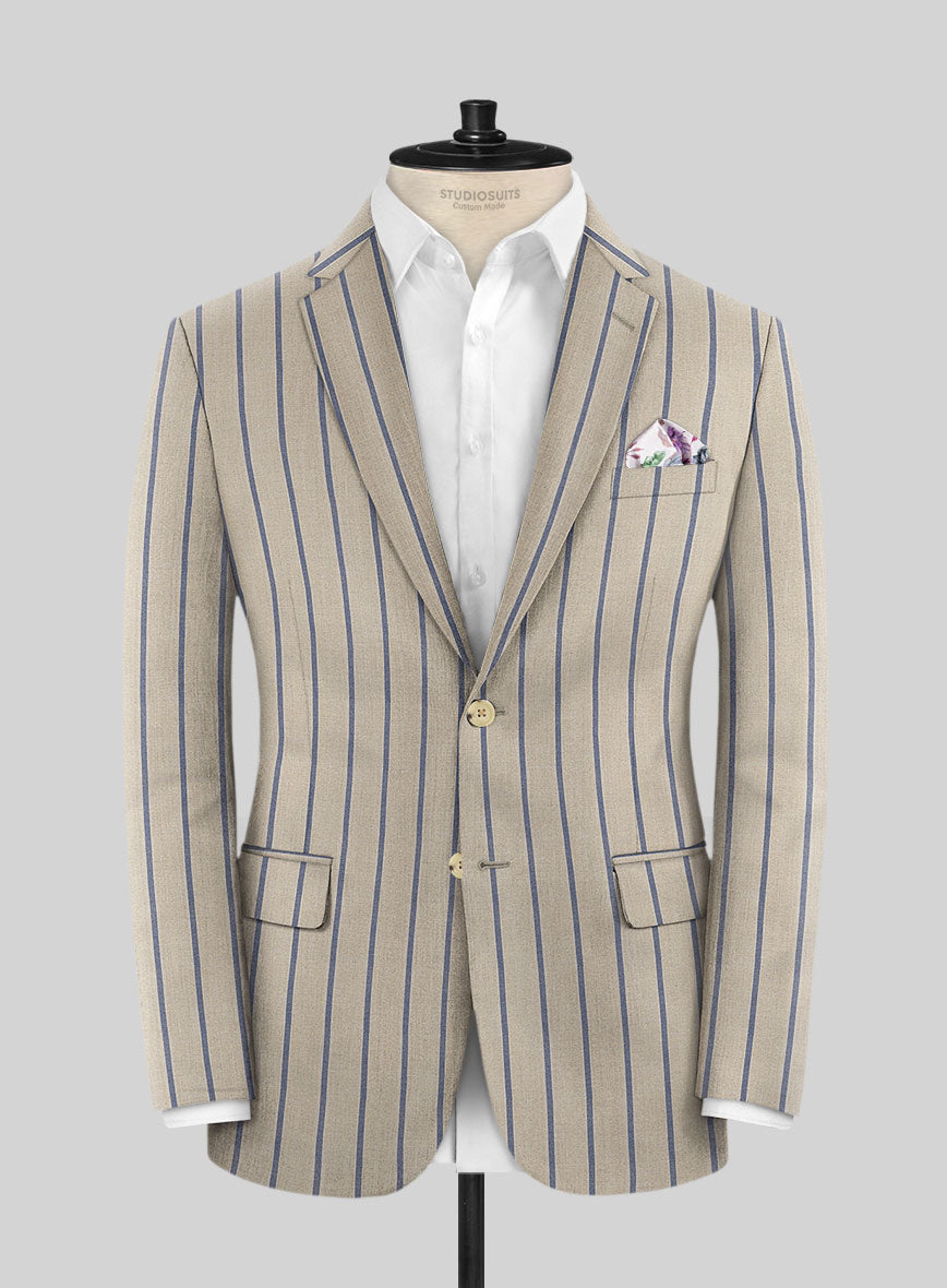 Napolean Etziar Stripe Beige Wool Suit - StudioSuits