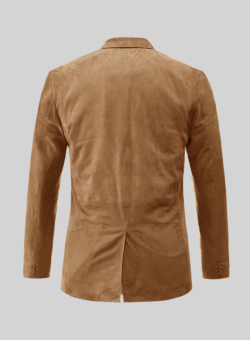 Oak Brown Suede Leather Blazer - StudioSuits