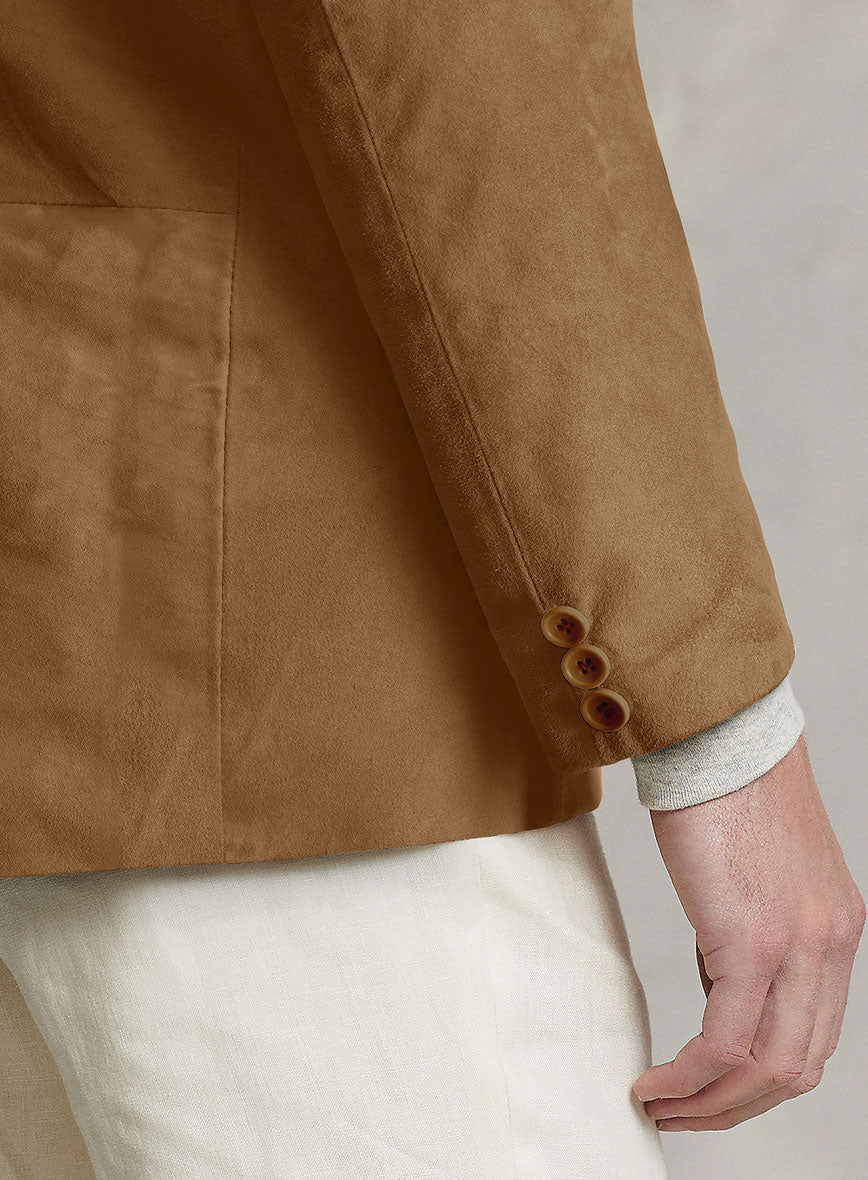 Oak Brown Suede Leather Blazer - StudioSuits