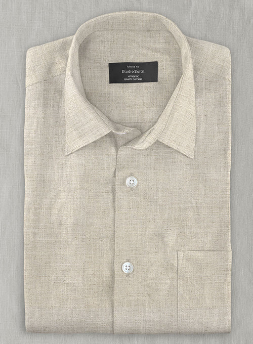 Oatmeal Beige Linen Shirt - StudioSuits