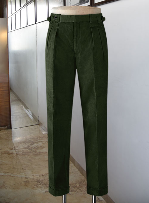 Olive Green Colonel Corduroy Trousers - StudioSuits