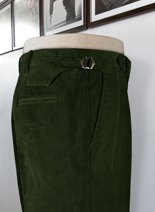 Olive Green Colonel Corduroy Trousers - StudioSuits