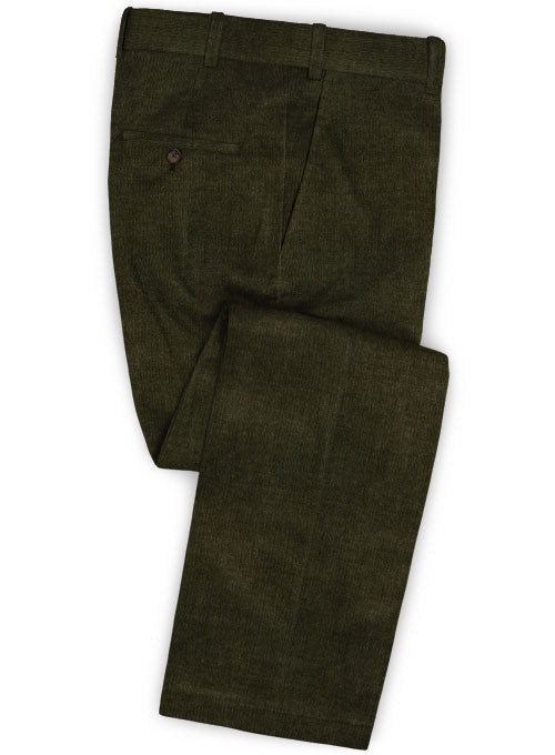 Dark Olive Green Corduroy Pants - StudioSuits