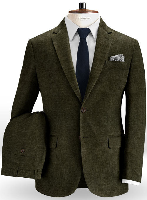 Dark Olive Green Corduroy Suit - StudioSuits