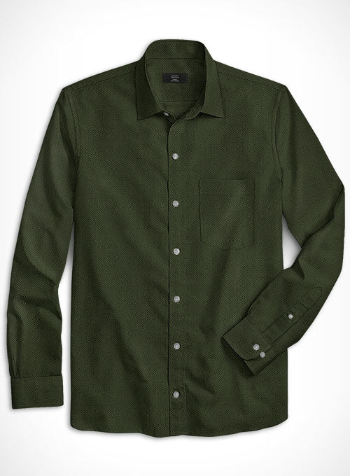 Olive Herringbone Cotton Shirt