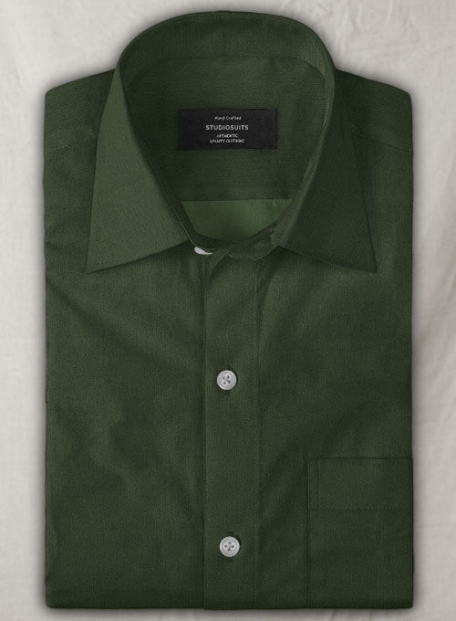 Olive Luxury Twill Shirt - StudioSuits