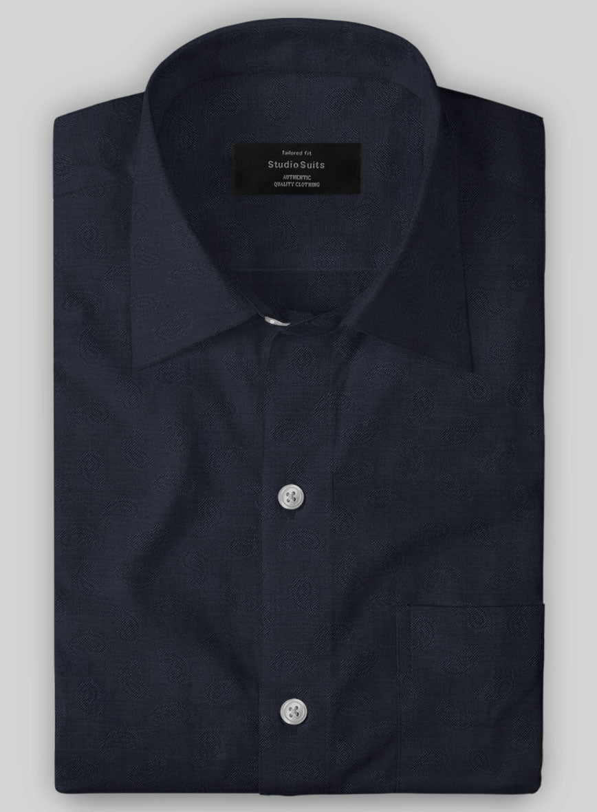 Paisley Blue Wool Shirt - StudioSuits