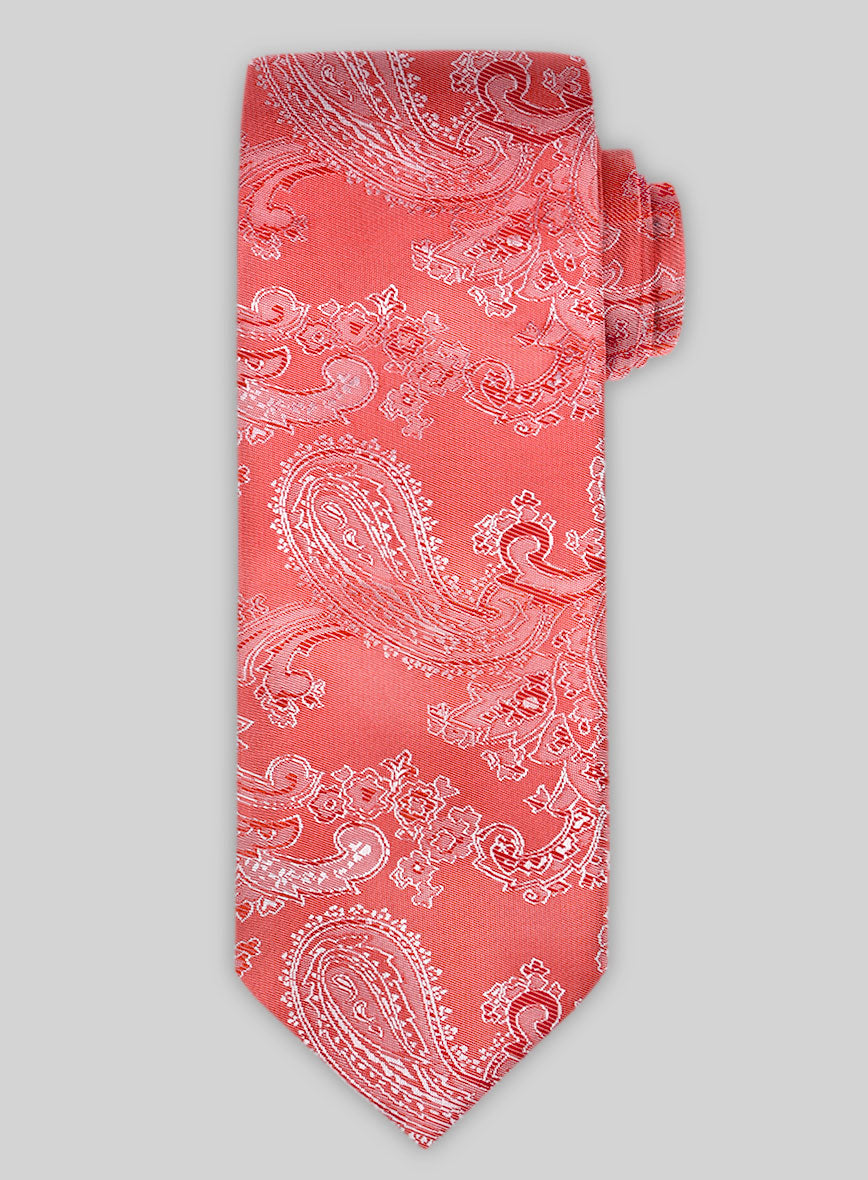 Paisley Coral Pink Lining Tie - StudioSuits